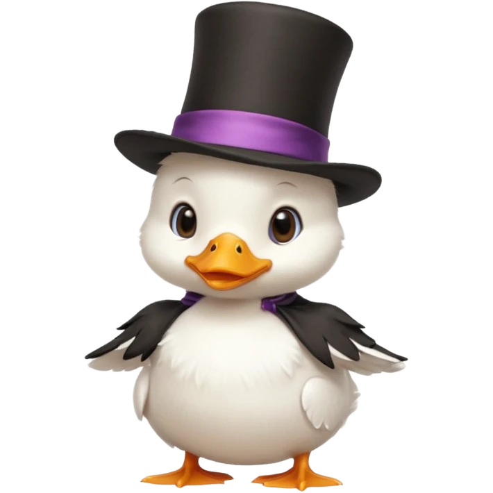 white baby duck with magician hat
 emoji
