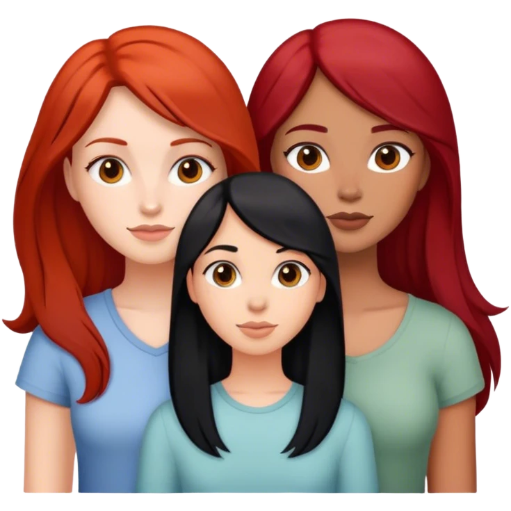 Three girl friends one black hair one red hair one brown hair  emoji
