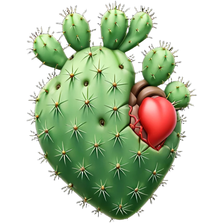 Anatomical green cactus heart without lots of details  emoji