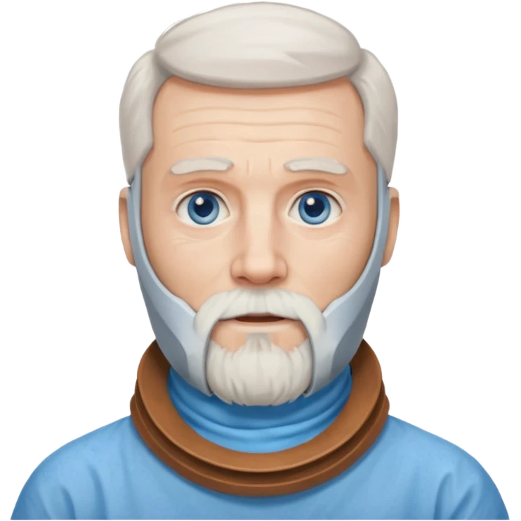 Older man with a full beard, a medical neck brace, and blue eyes. emoji
