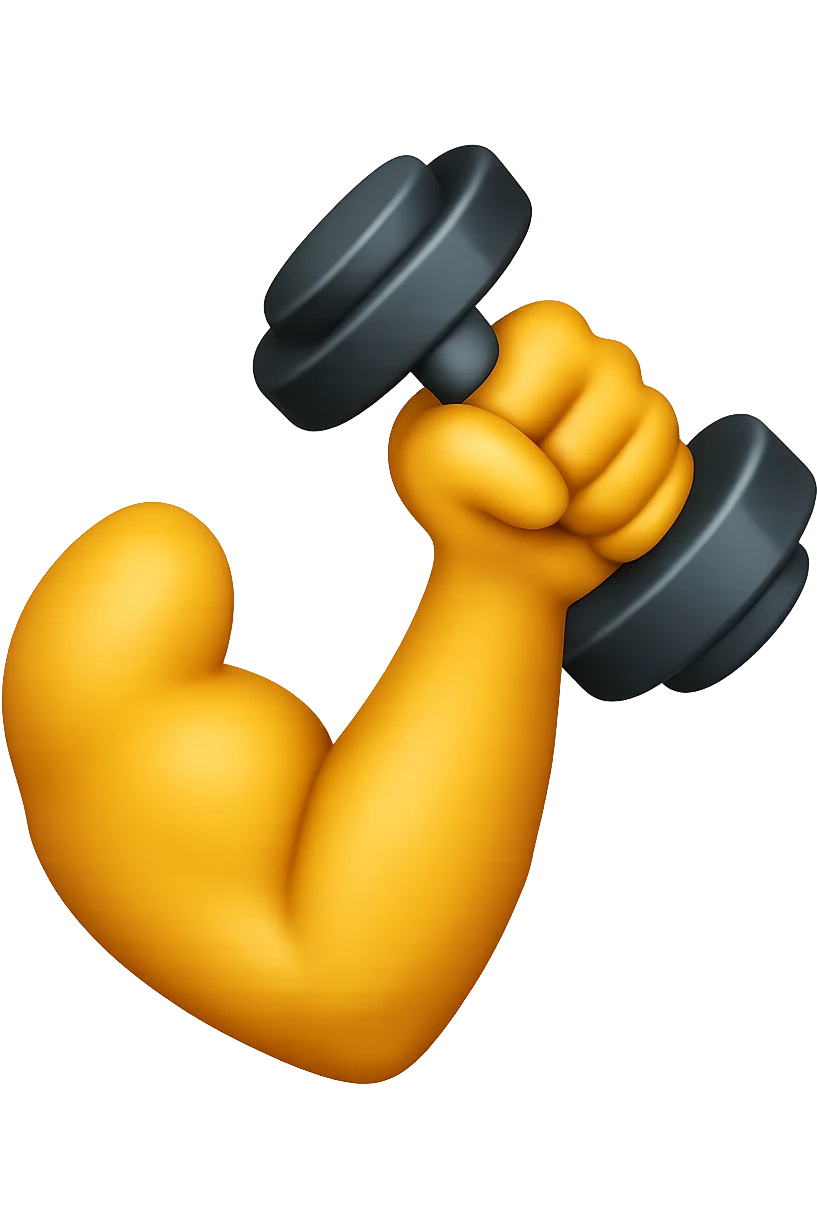 EMOJI STILE IPHONE DI UN BICIPITE CON MANUBRIO DA PALESTRA emoji