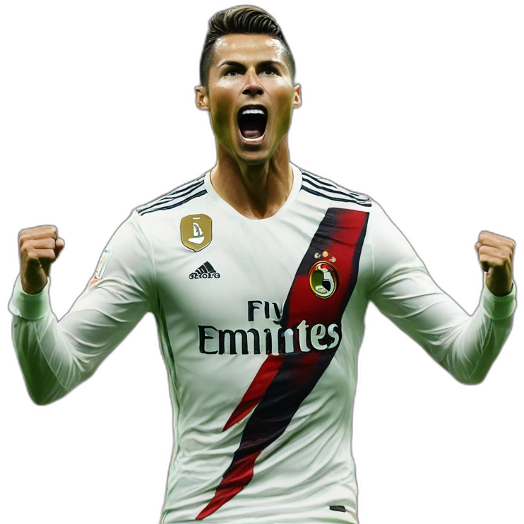 siuuuu CR7 celebration on the pict, red kit emoji
