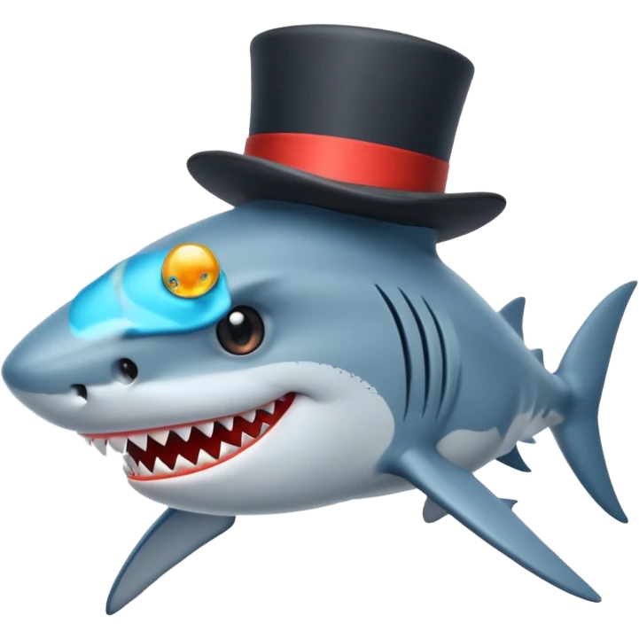 Shark with a top hat emoji