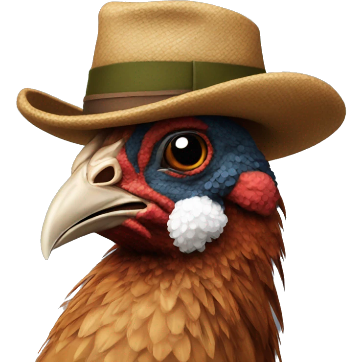 Pheasant with hat emoji