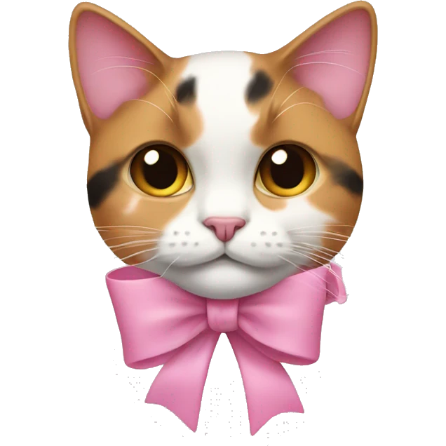 calico cat with a pink bow emoji