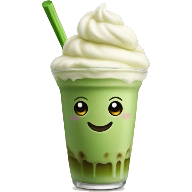 matcha latte with vanilla ice cream emoji