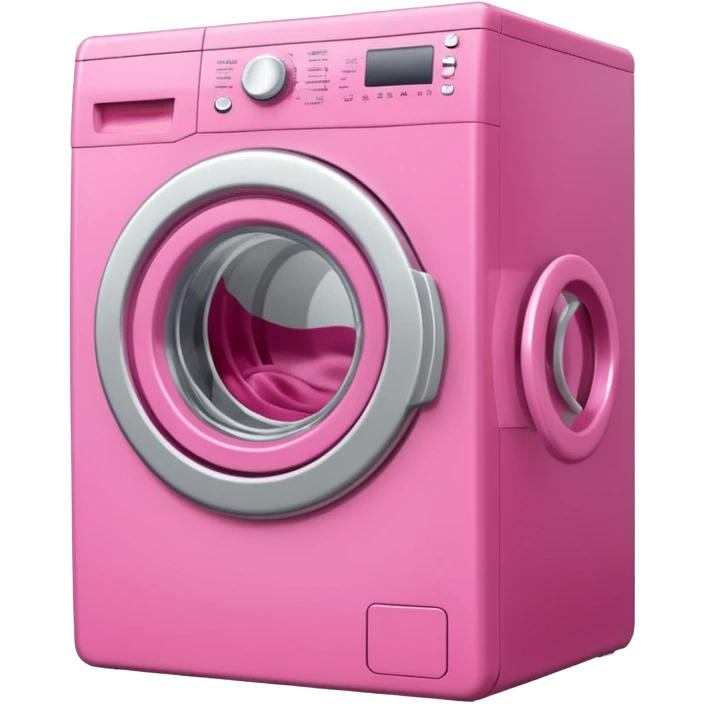 
pink washing machine mid-cycle with clothes tumbling inside emoji