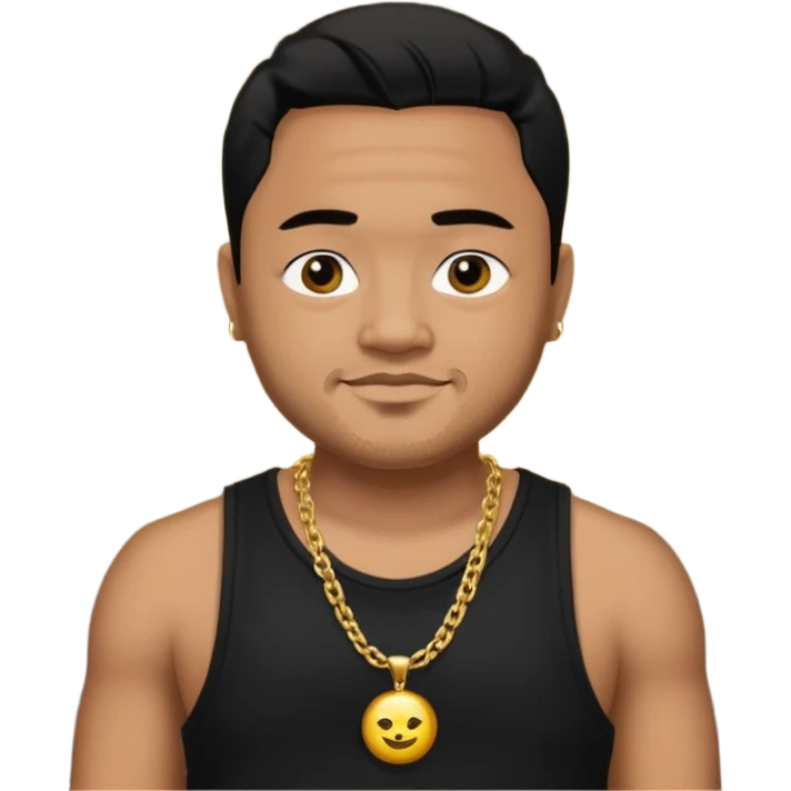 J Boog medium dark skin, black hair, black tank top with necklace emoji