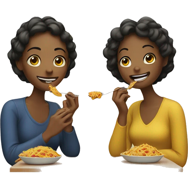 2 women eating food emoji