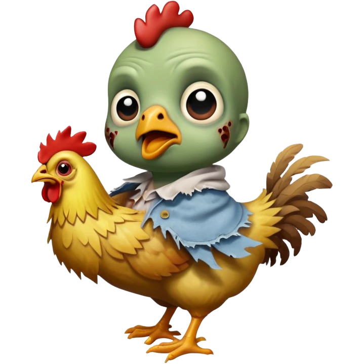 Baby zombie riding a chicken emoji