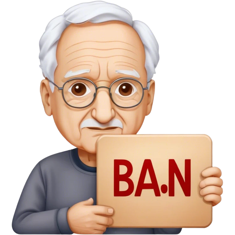 Frank Gehry with a "Ban AI" sign emoji
