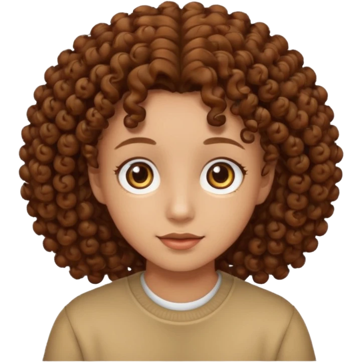 Nano con capelli ricci marroni, occhi marroni emoji