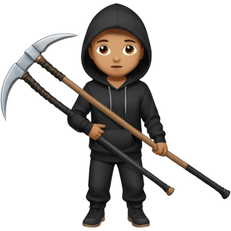 crane en capuche noir avec une faux emoji