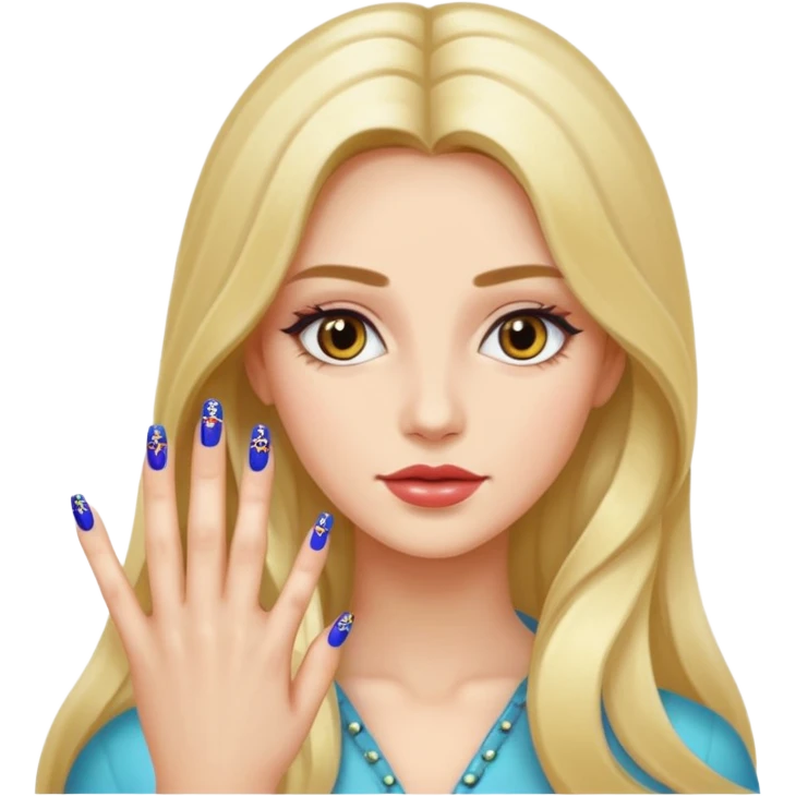 long haired woman nail art on nails emoji
