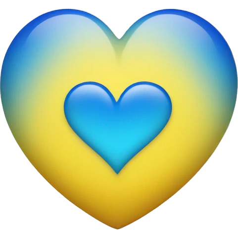Shiny Yellow and blue ombré heart emoji
