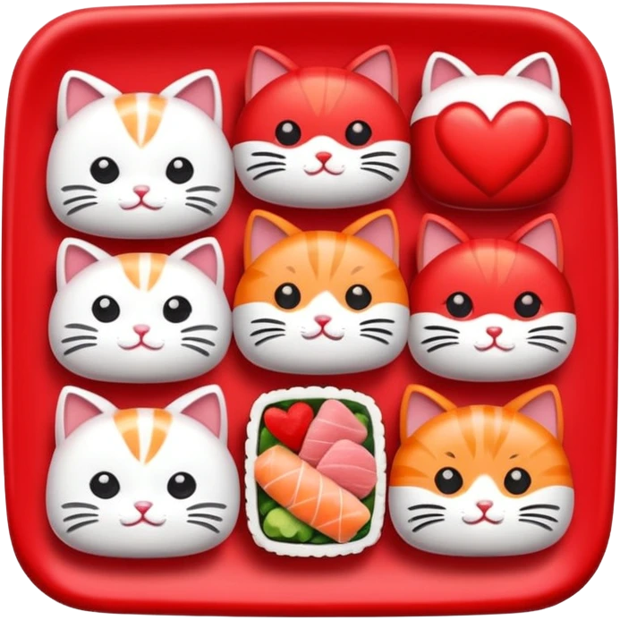 square border with alternating hearts, sushi, and cats emoji