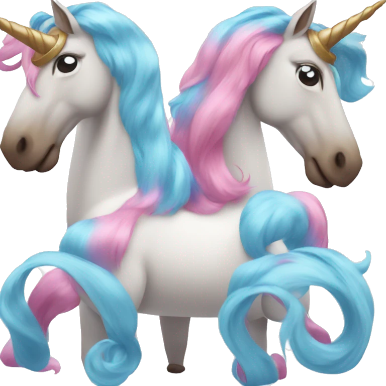 a unicorn with pink and blue hair emoji