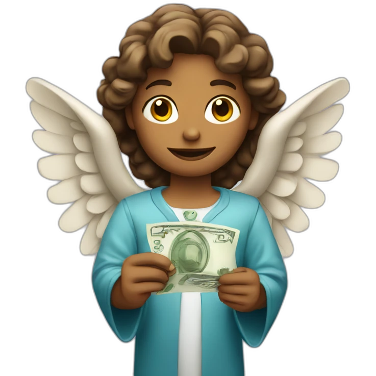 angel holding € bill emoji