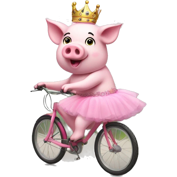 Pink pig in tutu and tiara riding a bike emoji