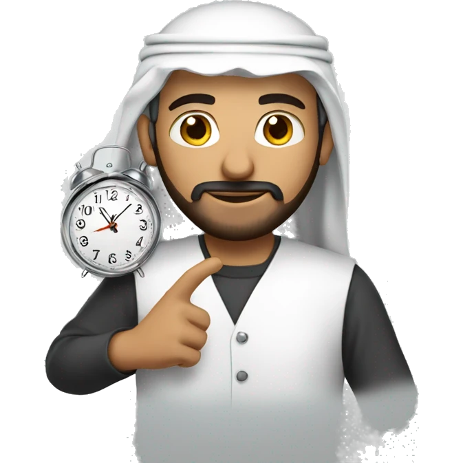 Arab man holding a clock emoji
