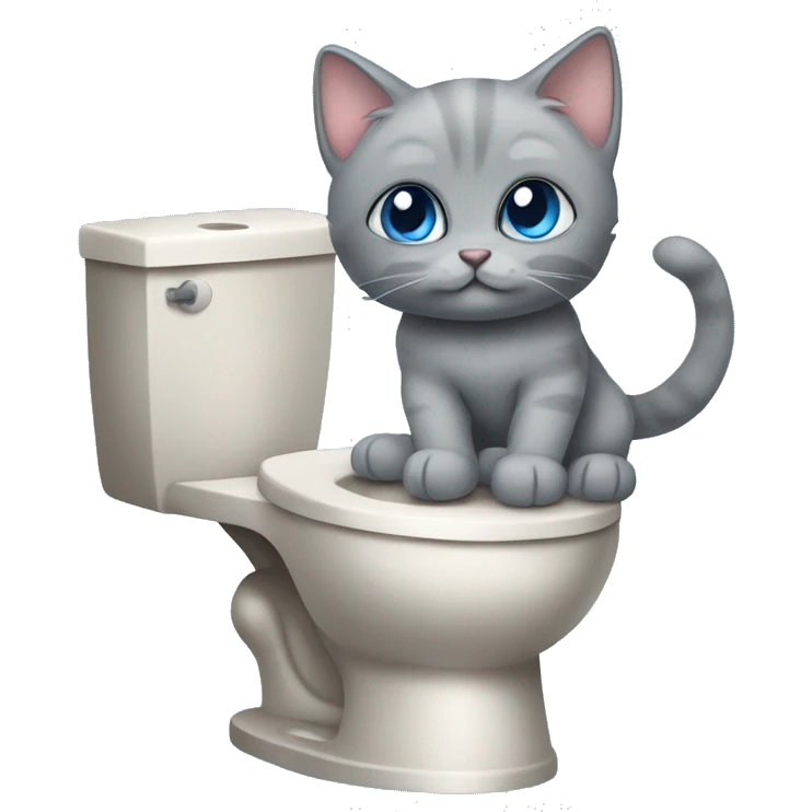 blue eyes grey kitten and toilet  emoji