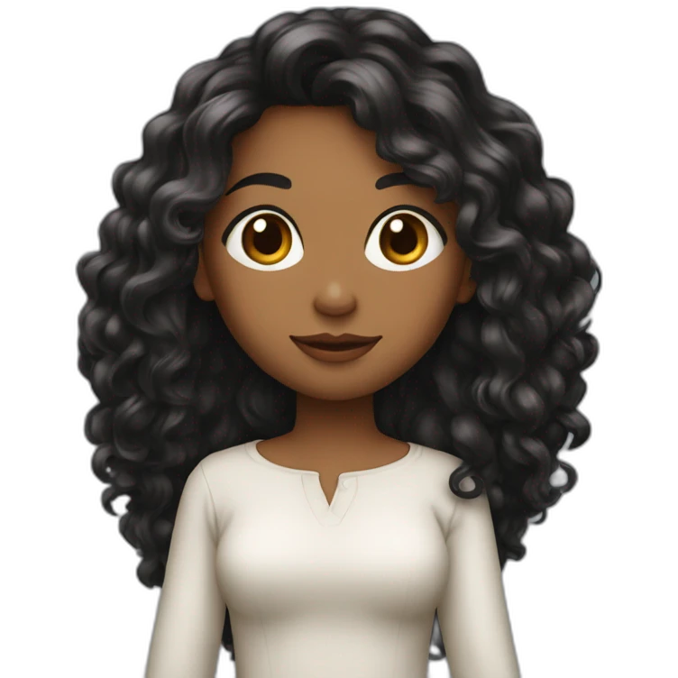 Joli fille avec des long cheveux noire emoji