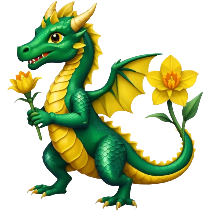 Welsh dragon holding a daffodil emoji
