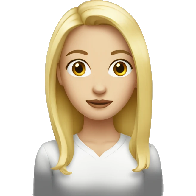 small head large eyes woman blonde emoji