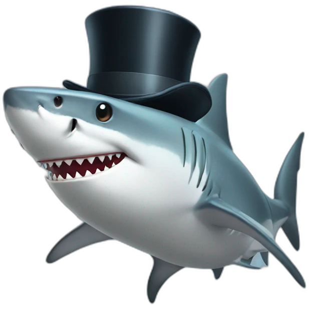 Shark with a top hat emoji