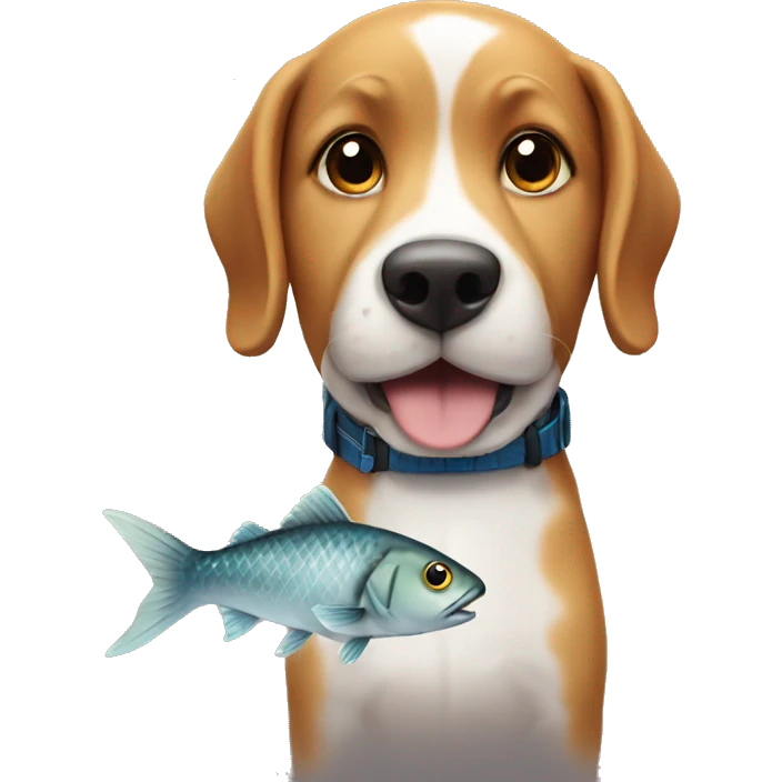 Dog with a fish emoji