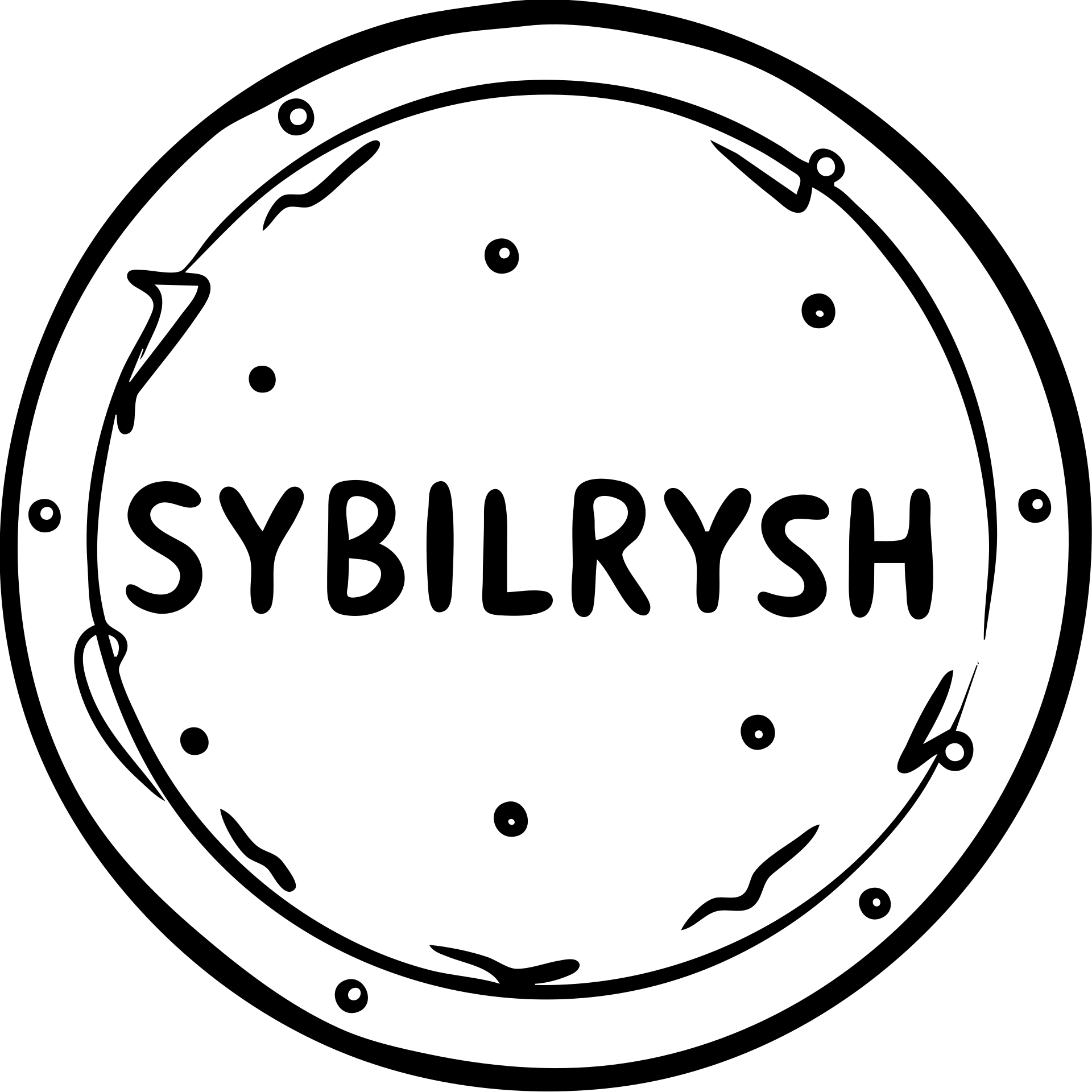 A circular coin with the text "SYBILRYSH" inscribed in the center. The coin has a rim and simple coin detailing. emoji