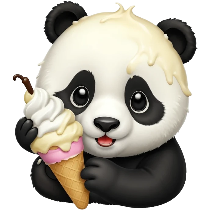 Panda eating ice cream emoji