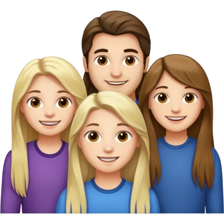 three friends, a man and two girls with long hair emoji