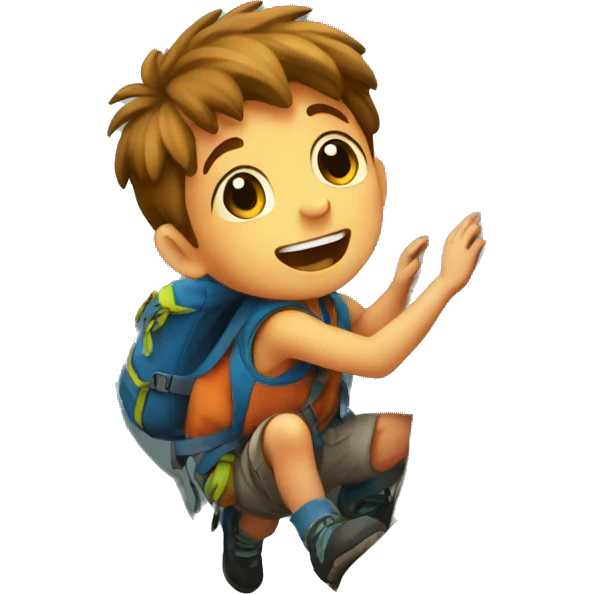 small boy climb rock emoji