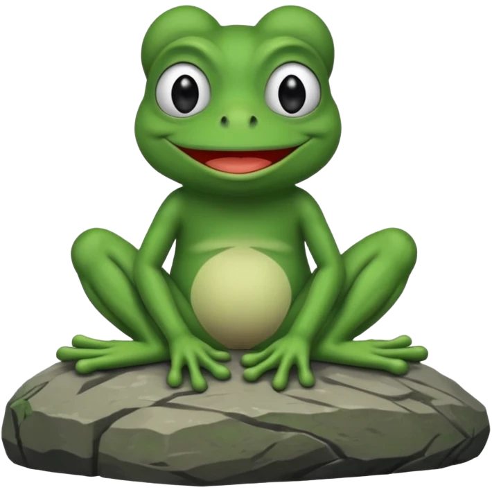 pepe the frog sitting on rock emoji