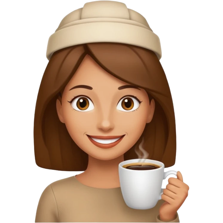 Woman with coffe cup as head emoji