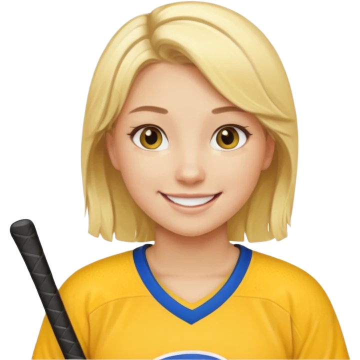 Girl hockey player with yellow jersey emoji