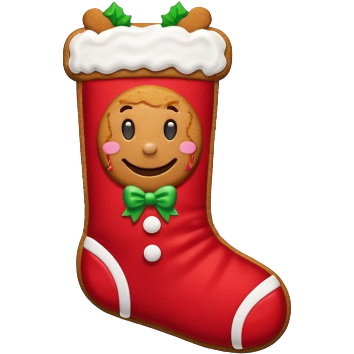 gingerbread cookie in red chrismast sock shape emoji