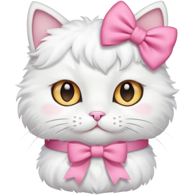 white cat with pink bow emoji