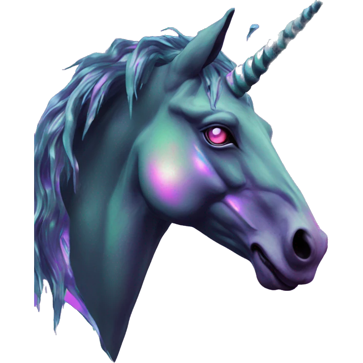 Vaporwave black holographic oilslick zombie unicorn  emoji
