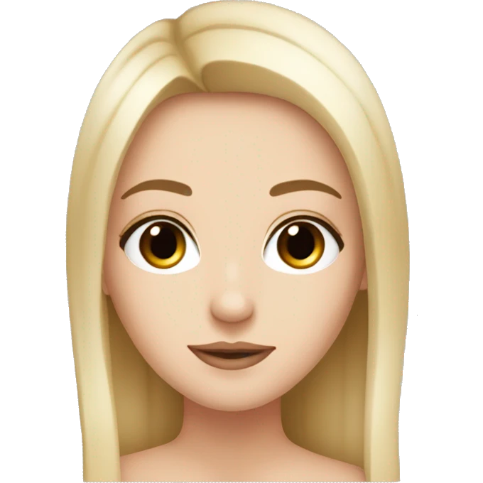 A white girl with dark brown eyes, long lashes and long straight blonde hair  emoji