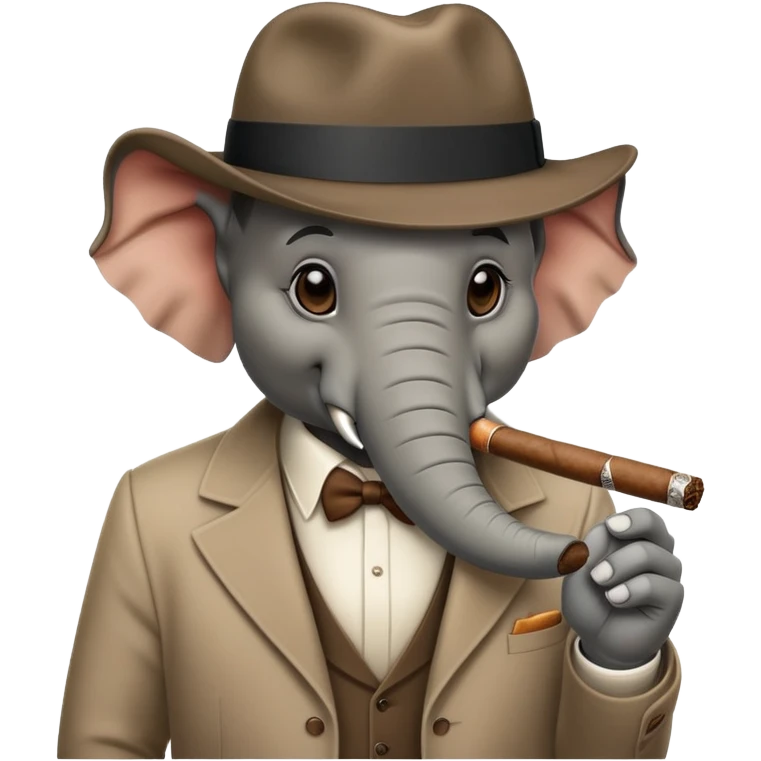 elephant gangster with fedora hat and cigar emoji