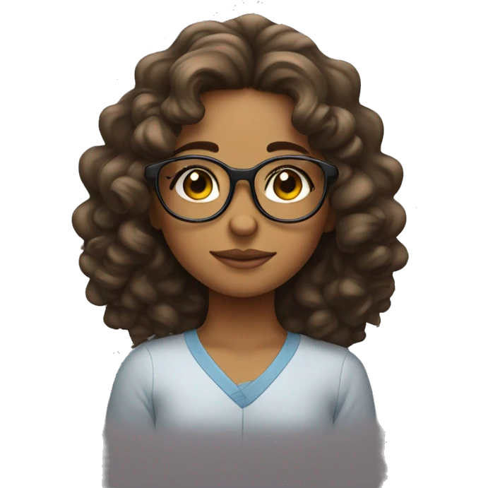 girl ready to sleep with glasses and heatless curls on her hair emoji