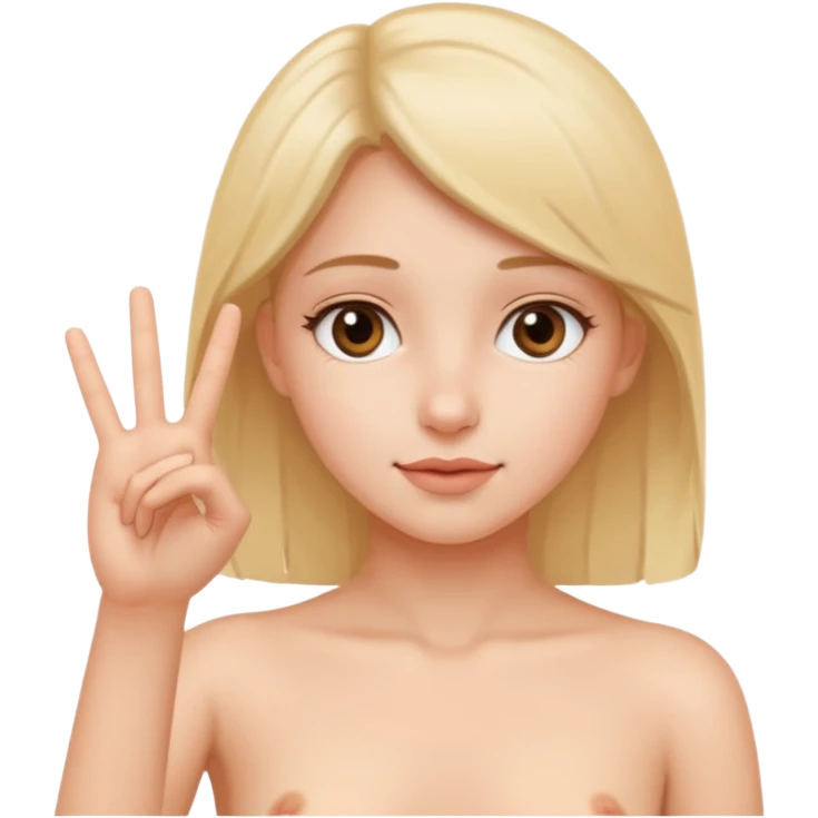 girl naked making a hand gesture to show on the hand that something is small emoji
