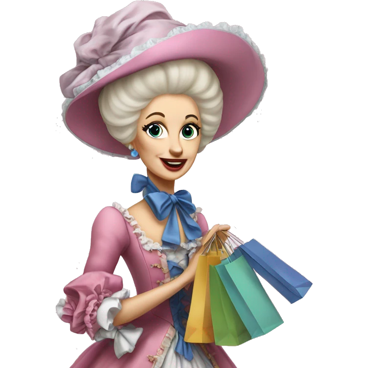 realistic Marie Antoinette with shopping bags emoji