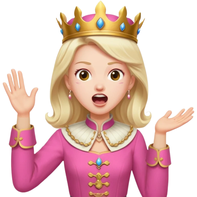 Royal person with pink outfit yelling at a peasant person emoji
