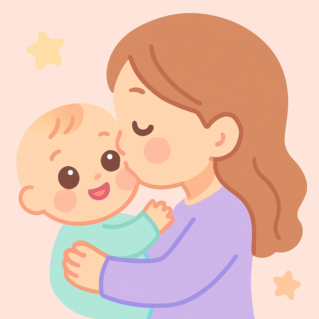 mother kissing her baby, tender ambiance, soft and warm style emoji
