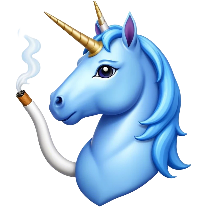 Blue Unicorn smoking  emoji