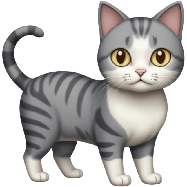 full body large short hair dark grey and white cat emoji