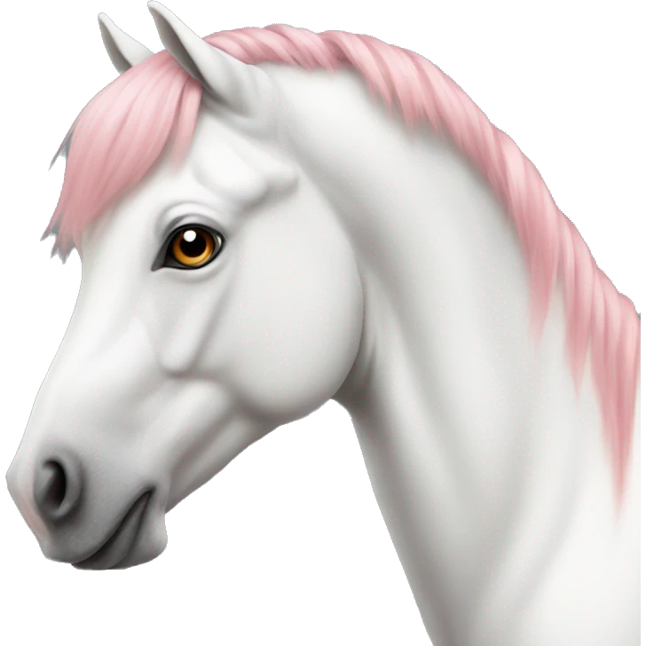 a white horse with ginger spots and a pink nose emoji